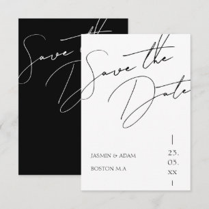 Minimalistische Zwarte Witte Script Typografie Tro Save The Date