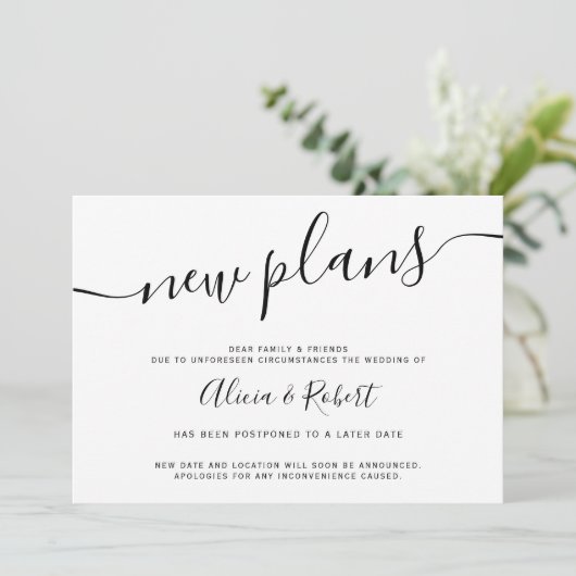 minimalistische zwarte witte script uitgestelde ni kaart (Staand voorkant)