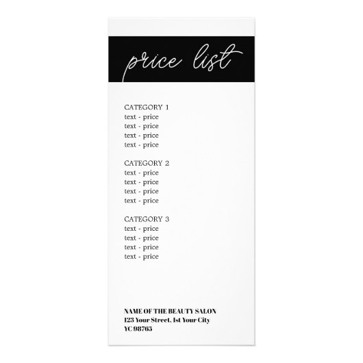 Minimalistische Zwarte Witte Streep Schoonheid Pri Reclamekaart (Voorkant)