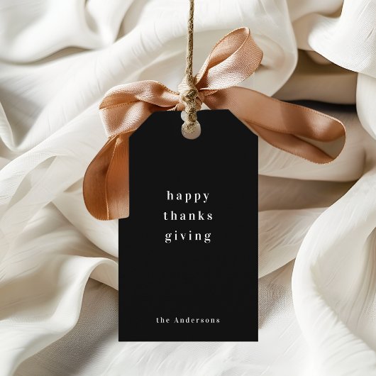 Minimalistische Zwarte & Witte Thanksgiving Cadeaulabel
