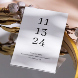 Minimalistische Zwarte & Witte Trouw | Grote Datum Save The Date