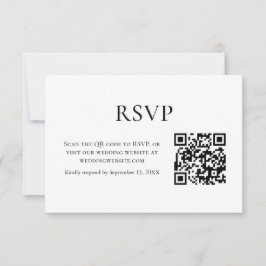 Minimalistische Zwarte & Witte Trouw QR Code RSVP Kaartje