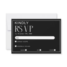 Minimalistische Zwarte & Witte Trouw RSVP Kaart
