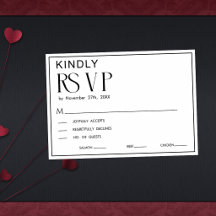 Minimalistische Zwarte & Witte Trouw RSVP Kaart