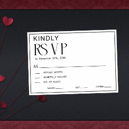 Minimalistische Zwarte & Witte Trouw RSVP Kaart