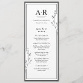 Minimalistische Zwarte & Witte Trouwdag Menu (Voorkant)