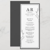 Minimalistische Zwarte & Witte Trouwdag Menu (Voorkant / Achterkant)