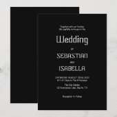 Minimalistische zwarte & witte trouwuitnodiging kaart (Voorkant / Achterkant)