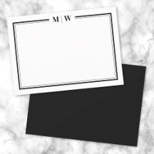 Minimalistische Zwarte Witte Tweegrens Monogram