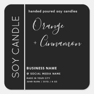 Minimalistische zwarte witte typografie sojakaars vierkante sticker