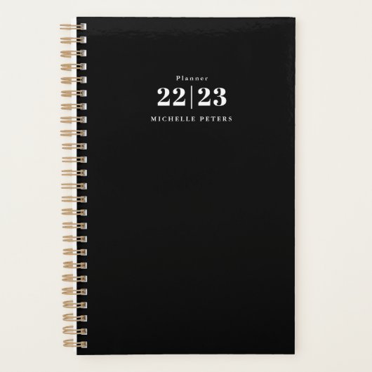 Minimalistische Zwarte Witte Typografie Wekelijks Planner (Voorkant)