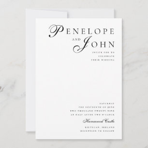 Minimalistische Zwarte Witte Typografische Huwelij Kaart