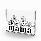 Minimalistische Zwarte & Witte Wilde Bloem Mama Fotoblokken (Rechts)