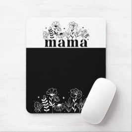 Minimalistische Zwarte & Witte Wilde Bloem Mama Muismat