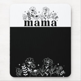 Minimalistische Zwarte & Witte Wilde Bloem Mama Muismat