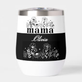 Minimalistische Zwarte & Witte Wilde Bloem Mama Op (Voorkant)