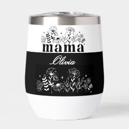 Minimalistische Zwarte & Witte Wilde Bloem Mama Op