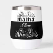 Minimalistische Zwarte & Witte Wilde Bloem Mama Op (Achterkant)