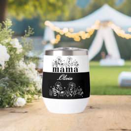 Minimalistische Zwarte & Witte Wilde Bloem Mama Op