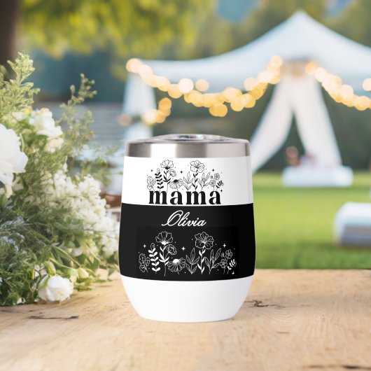 Minimalistische Zwarte & Witte Wilde Bloem Mama Op (Bruiloft (Gedraaid) )