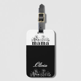 Minimalistische Zwarte & Witte Wilde Bloem Mama Op Bagagelabel