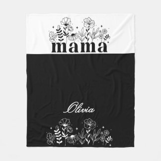 Minimalistische Zwarte & Witte Wilde Bloem Mama Op Fleece Deken