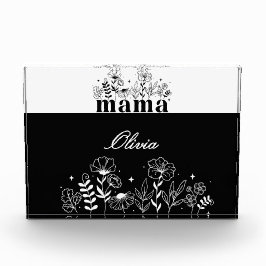 Minimalistische Zwarte & Witte Wilde Bloem Mama Op Fotoblokken
