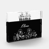 Minimalistische Zwarte & Witte Wilde Bloem Mama Op Fotoblokken (Links)