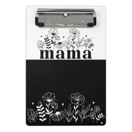 Minimalistische Zwarte & Witte Wilde Bloem Mama Op Mini Klembord