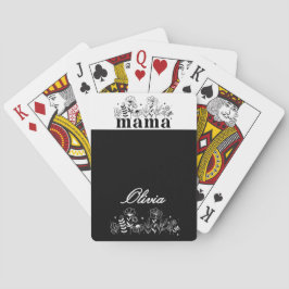 Minimalistische Zwarte & Witte Wilde Bloem Mama Op Pokerkaarten