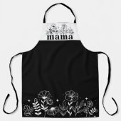 Minimalistische Zwarte & Witte Wilde Bloem Mama Schort (Voorkant)