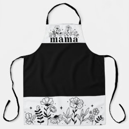 Minimalistische Zwarte & Witte Wilde Bloem Mama Schort
