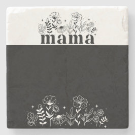 Minimalistische Zwarte & Witte Wilde Bloem Mama Stenen Onderzetter