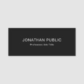 Minimalistische zwarte witte zwarte Sjabloon Naamplaatje (Voorkant)