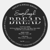 Minimalistische zwarte zuurdesem brood ingrediënte ronde sticker (Voorkant)