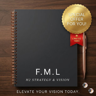Minimalistische zwartgrijze op maat gemaakte monog planner