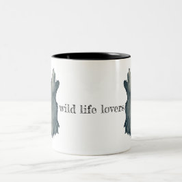 Minimalistischer Wolfskopf Tweekleurige Koffiemok
