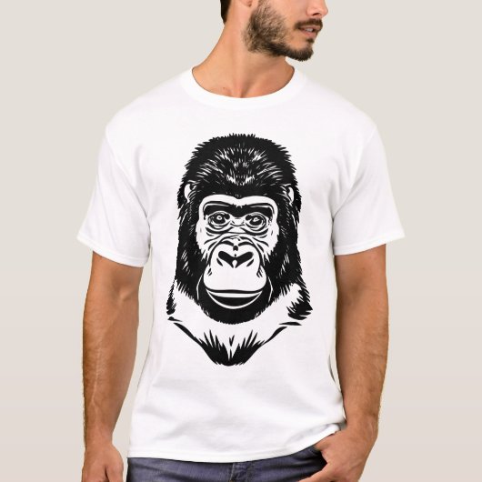 Minimalistisches Affen-Silhouetten T-shirt (Voorkant)