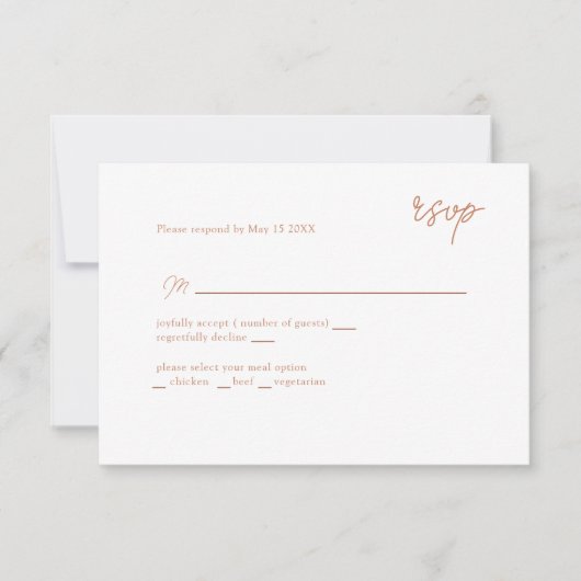 MInimally caramel scripted RSVP Kaartje (Voorkant)