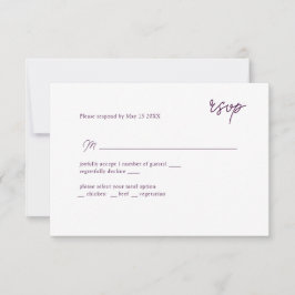 MInimally paars scripted RSVP Kaartje