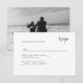 MInimally paars scripted RSVP Kaartje (Voorkant / Achterkant)