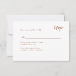 MInimally terracotta scripted RSVP Kaartje