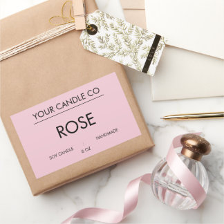 MinimalPink Rechthoekige Kaarslabel – Rozen Soja K Sticker