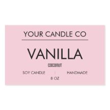 MinimalPinkRectangle Kaarslabel–VanilleSojaKaars