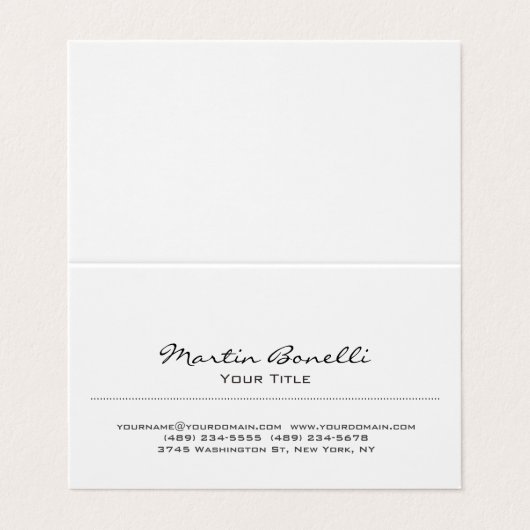Minimalsit Modern Black & White Trendy Visitekaartje (Buitenkant ongevouwen)