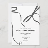 Minimalst black bow 30th birthday kaart (Voorkant)