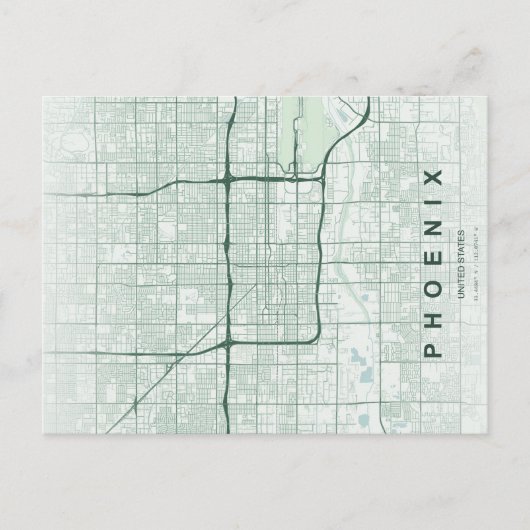 Minimap van Phoenix-stad op ansichtkaart Briefkaart (Voorkant)