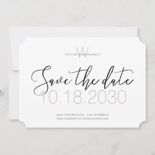 Minimens modern Monogram sparen de Datum Save The Date