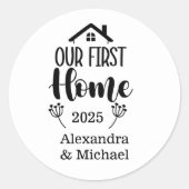 Minimialist Christmas Our First Home Ronde Sticker (Voorkant)
