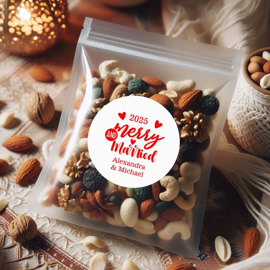 Minimialist Merry and Married  Ronde Sticker